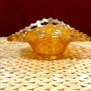 Fenton Carnival Advertising Glass Basket- Miller Furniture